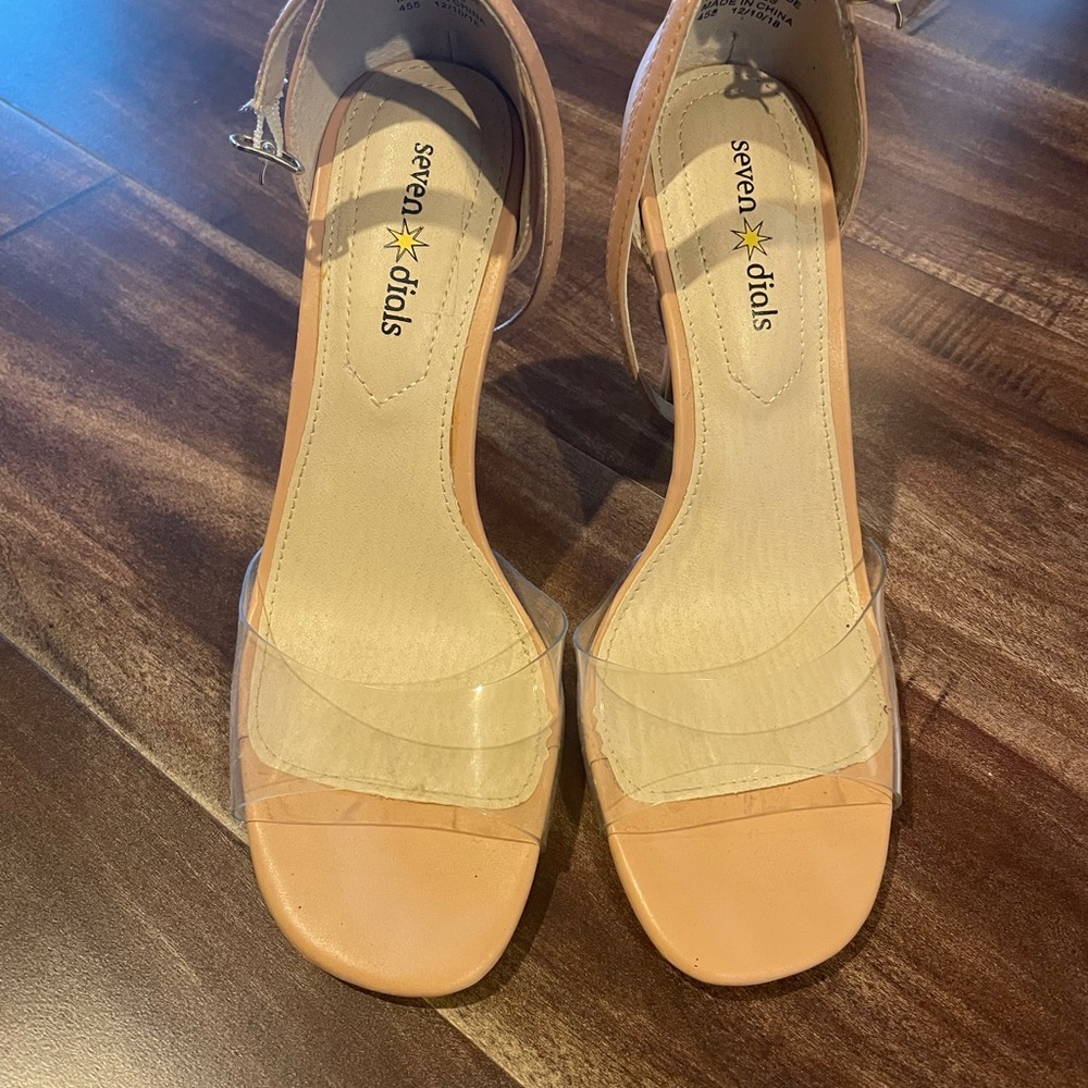 Summer nude clear strap high heels clean elegant
